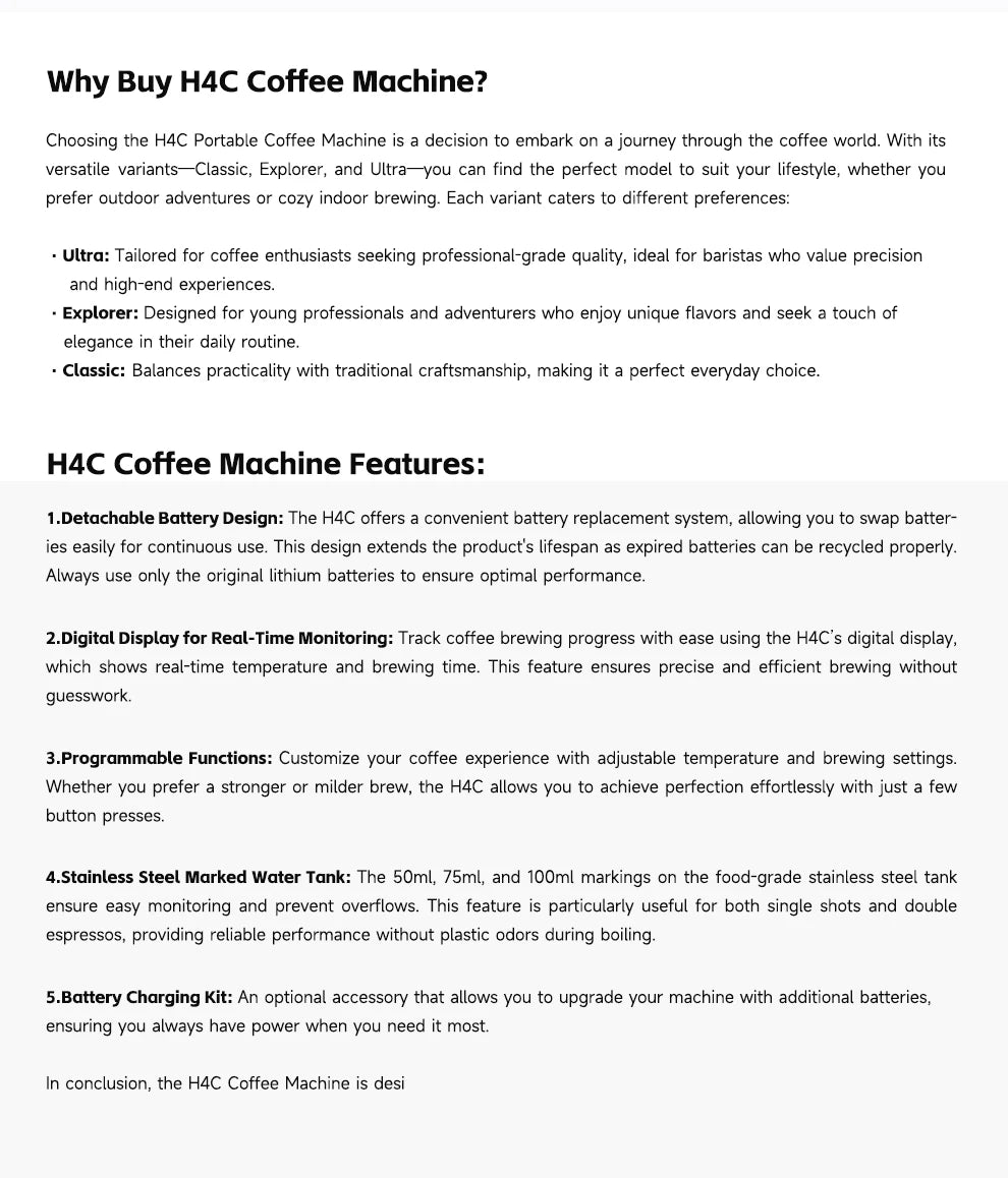 Hibrew H4c Espresso Coffee Machine 3in1 Travel Coffee