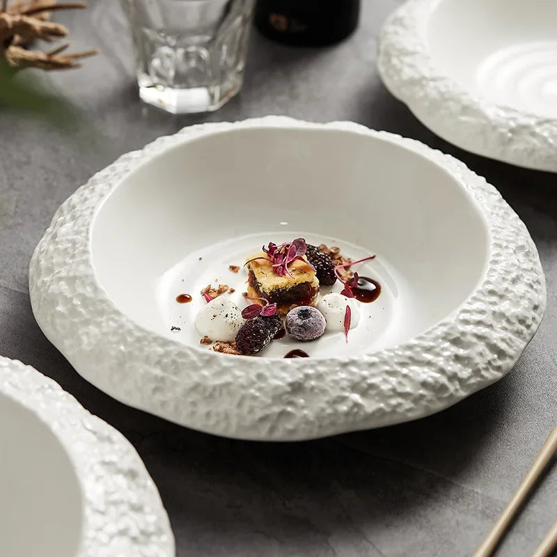 Rock Patternceramic Plats White Dinner Plate High-Grade Tableware