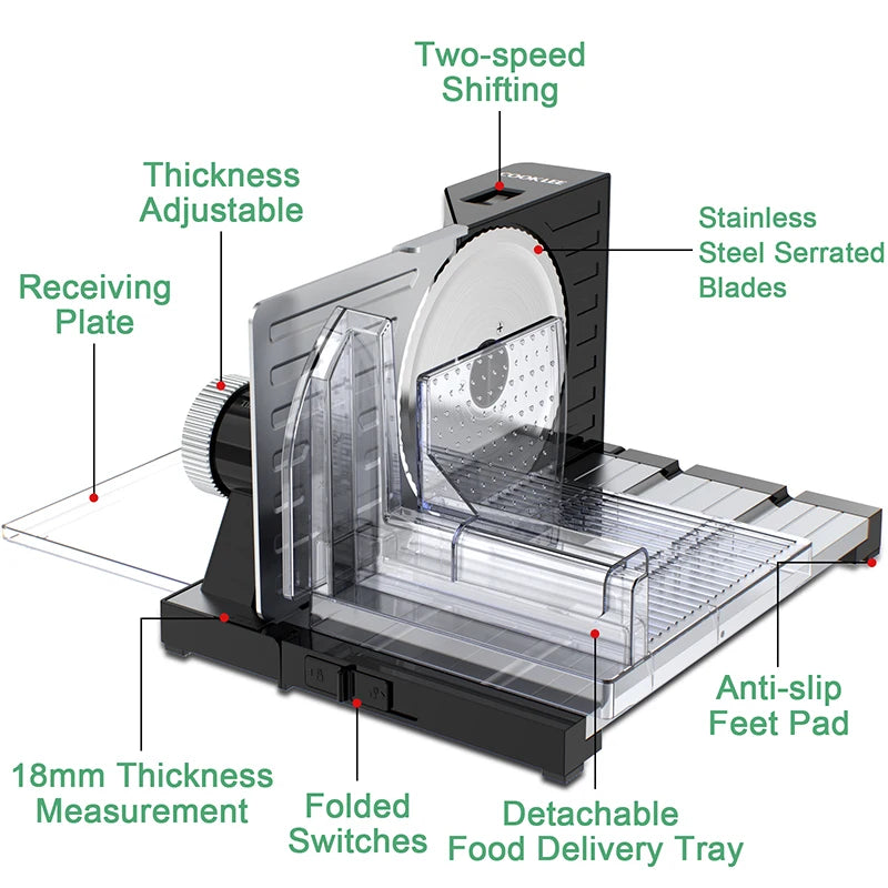 Appliances Meat Slicer Removable Blades Electric Food Slicer