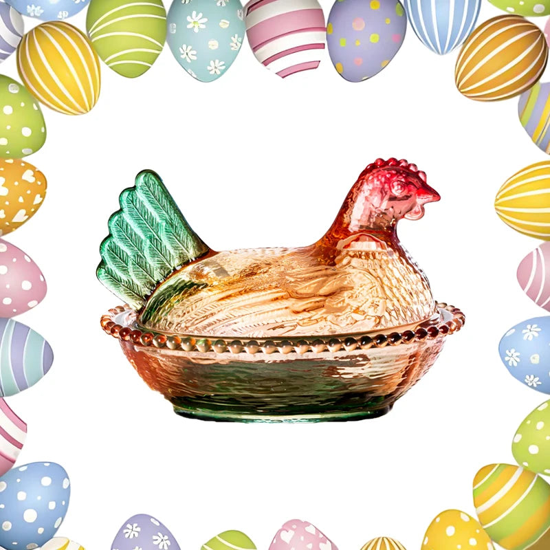 Dinnerware Retro Glass Candy Dish Hen On Nest