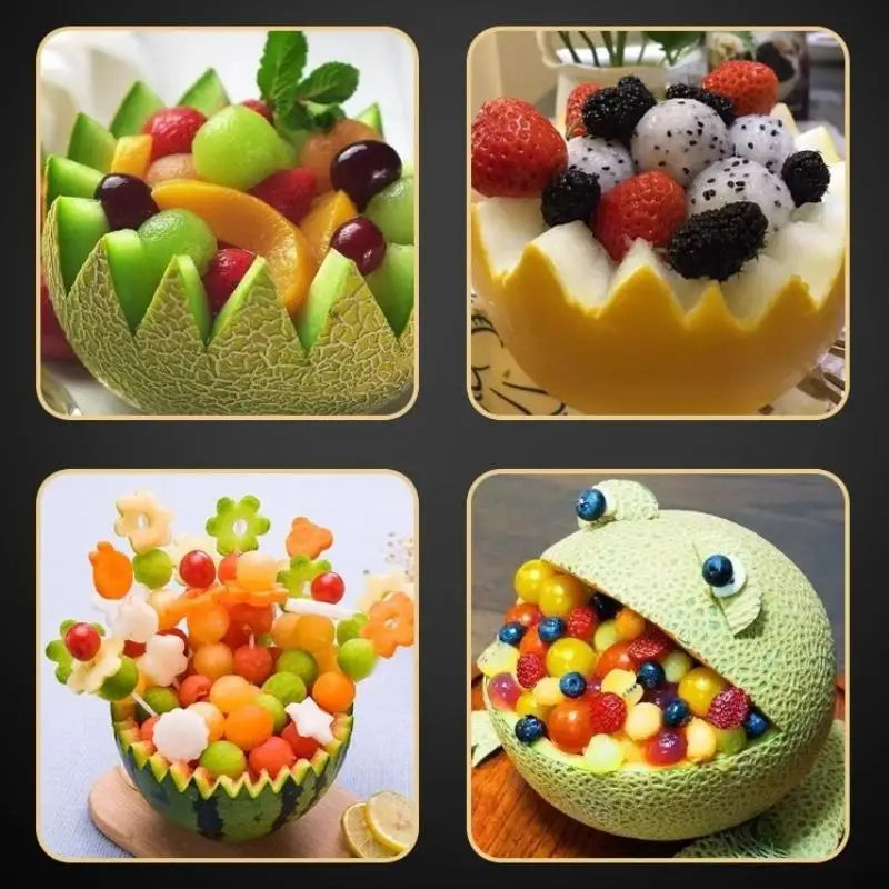 1pcs Fruit Carving Spoon Stainless Steel Waviness Baller