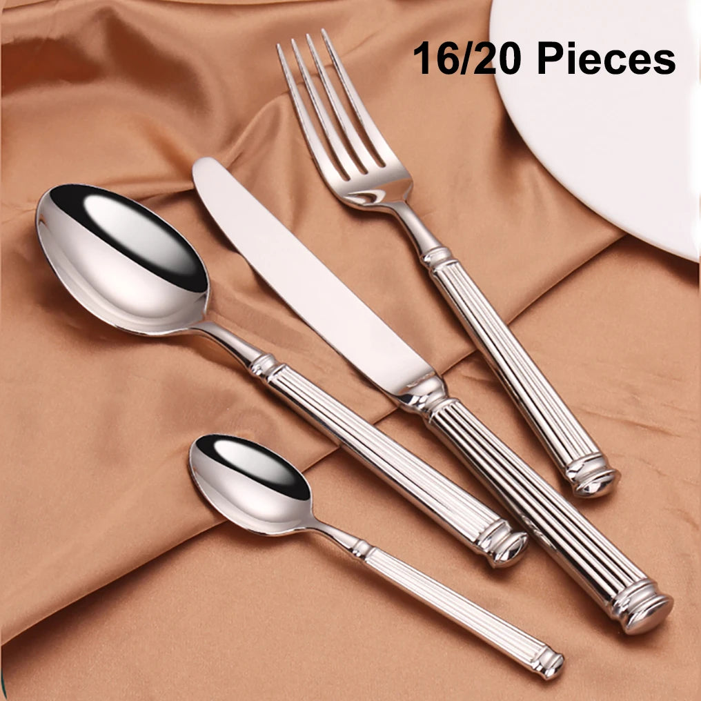 12/16/20 Pieces Sliver Tableware Stainless Steel Cutlery Elegant