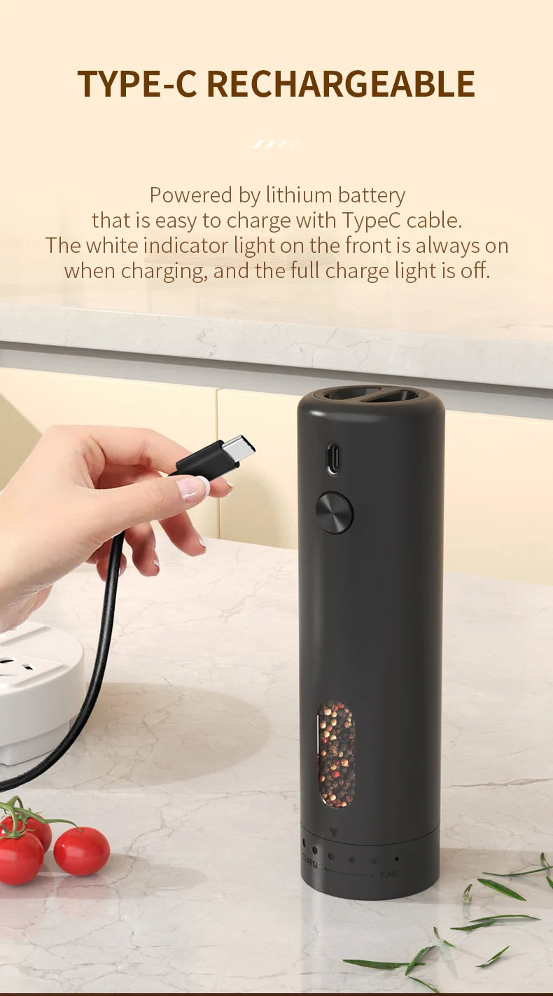 Rechargeable Electric Salt Pepper Grinder Adjustable Coarseness
