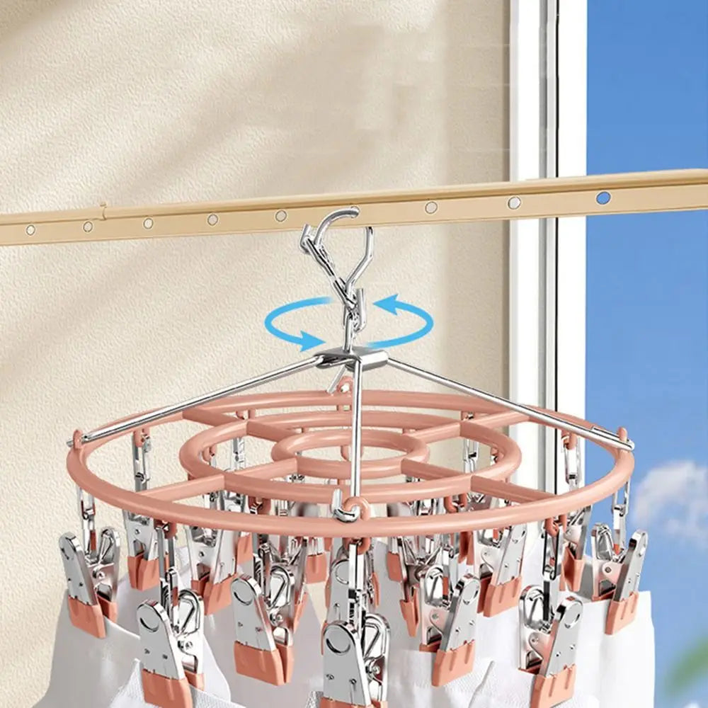 Stainless Steel Clothes Drying Rack Non-Slip 18/24 Clips