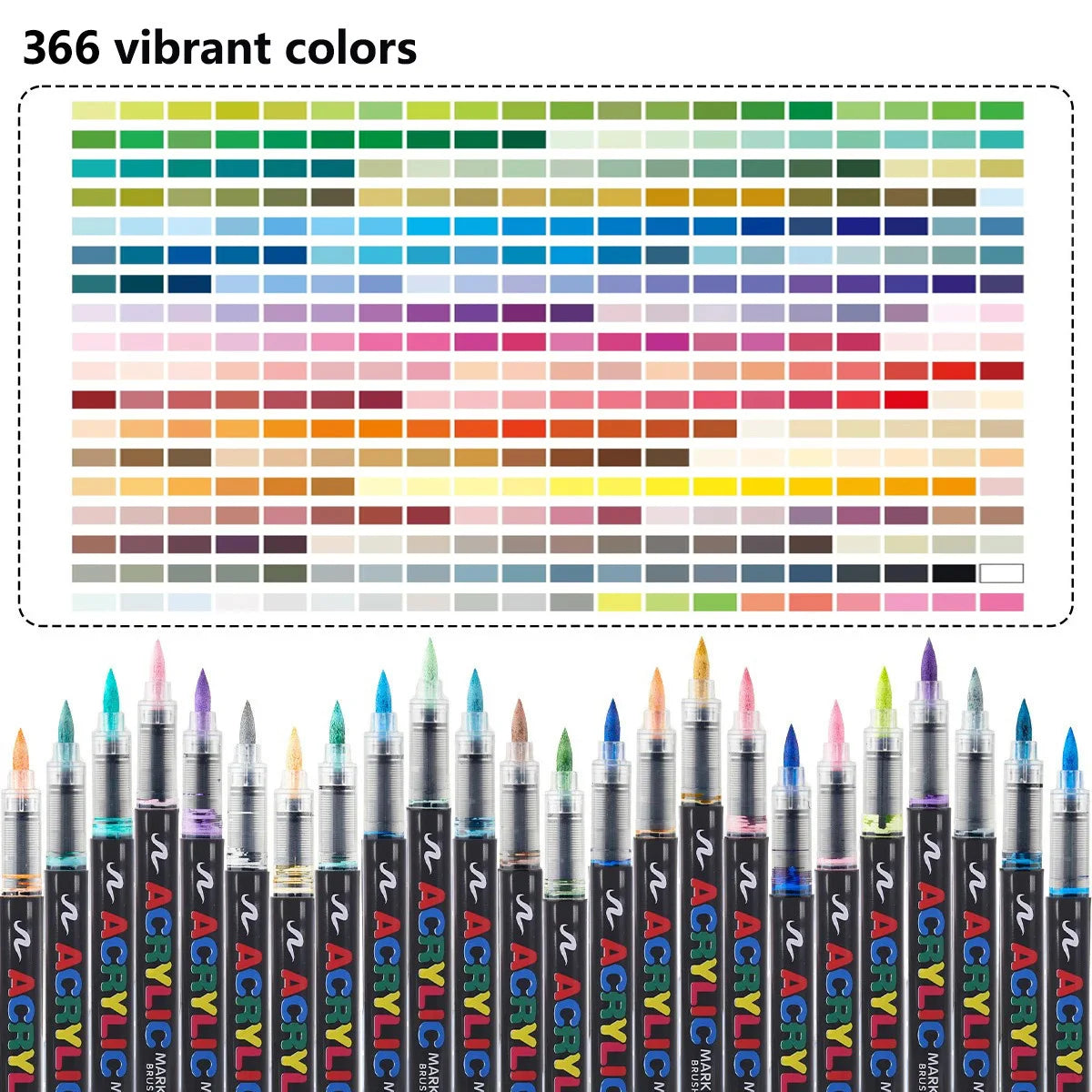 12-366 Colors Acrylic Marker Waterproof Acrylic Brush Marker