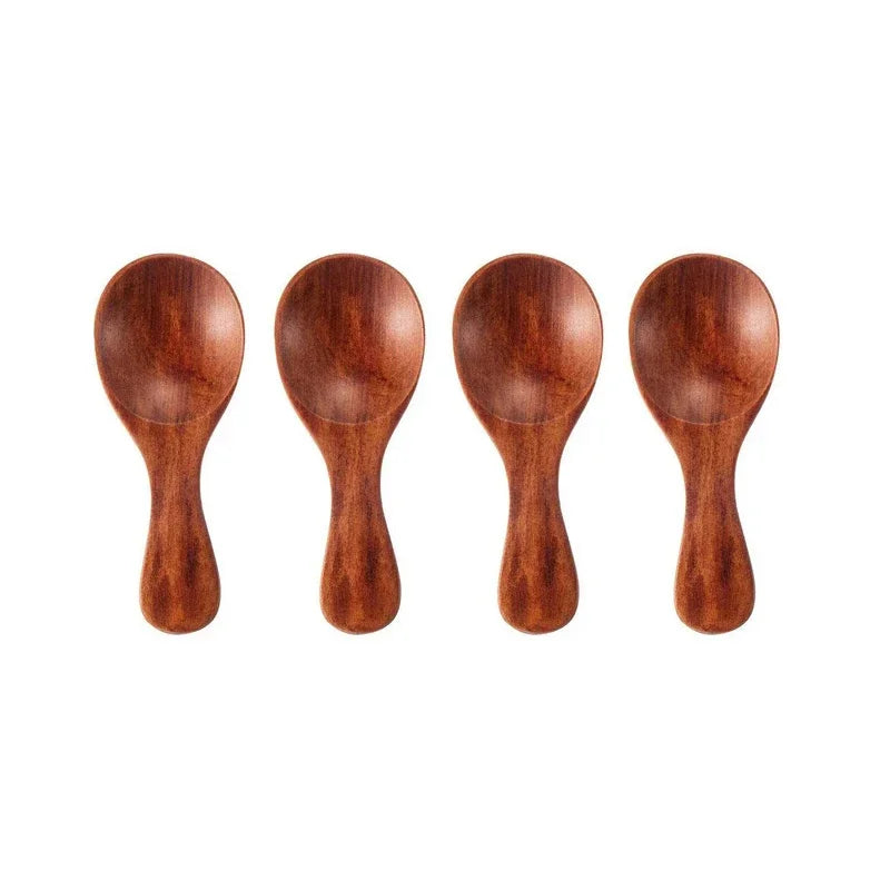 4pcs Mini Wooden Spoons Small Spice Condiment Spoon