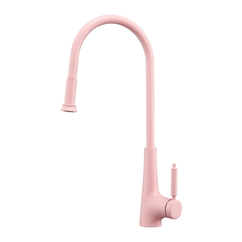Pink Pull-Out Faucet Stainless Steel Sink Faucet 360