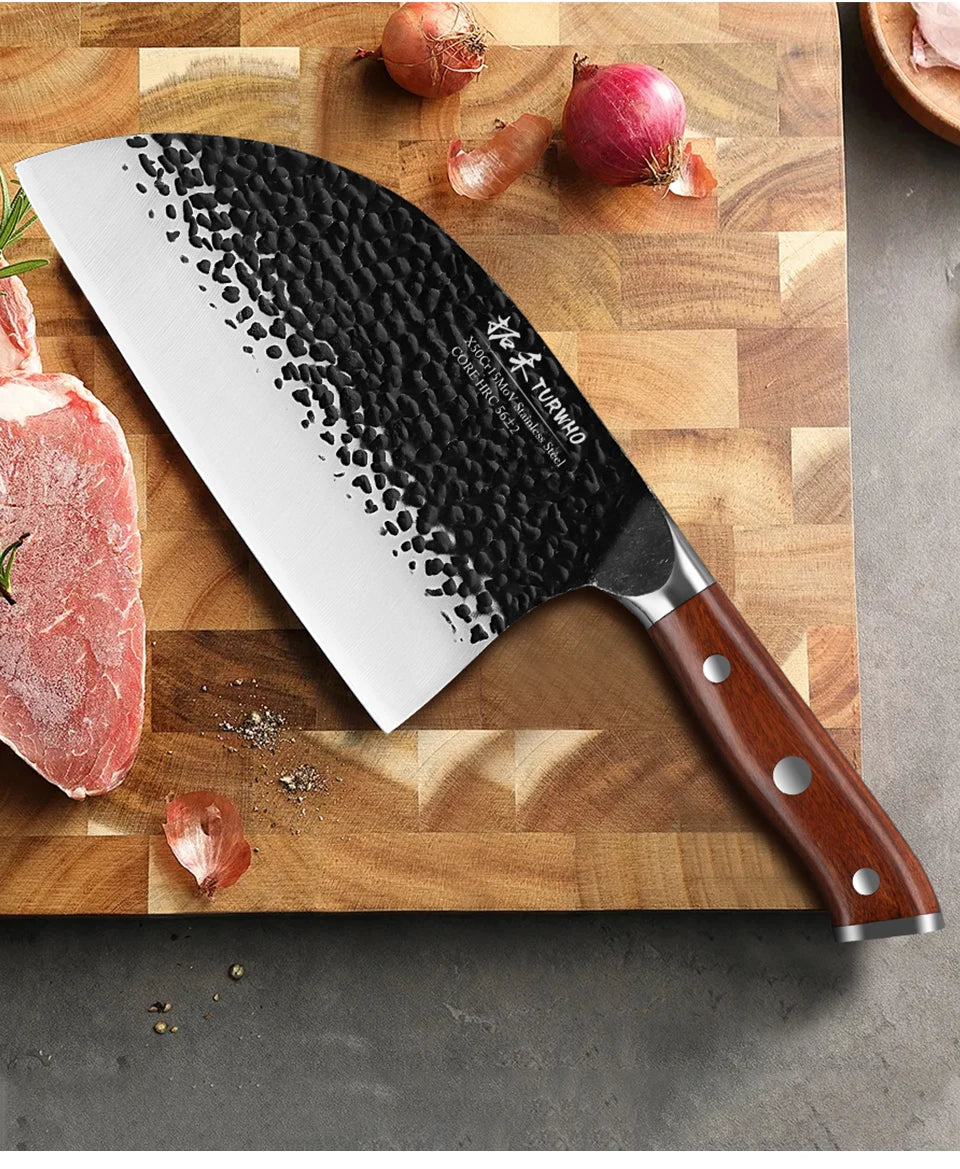Turwho Japanese Hand Forged Butcher Knife X50cr15mov Stainless