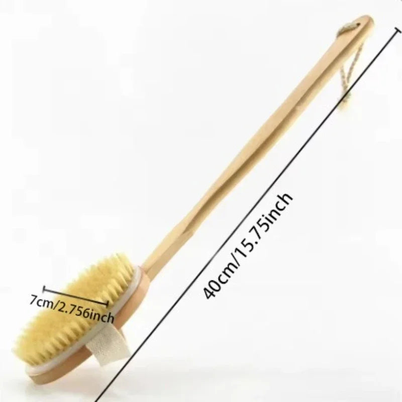 Wooden Long Handled Bristle Brush Back Scrubbing Product