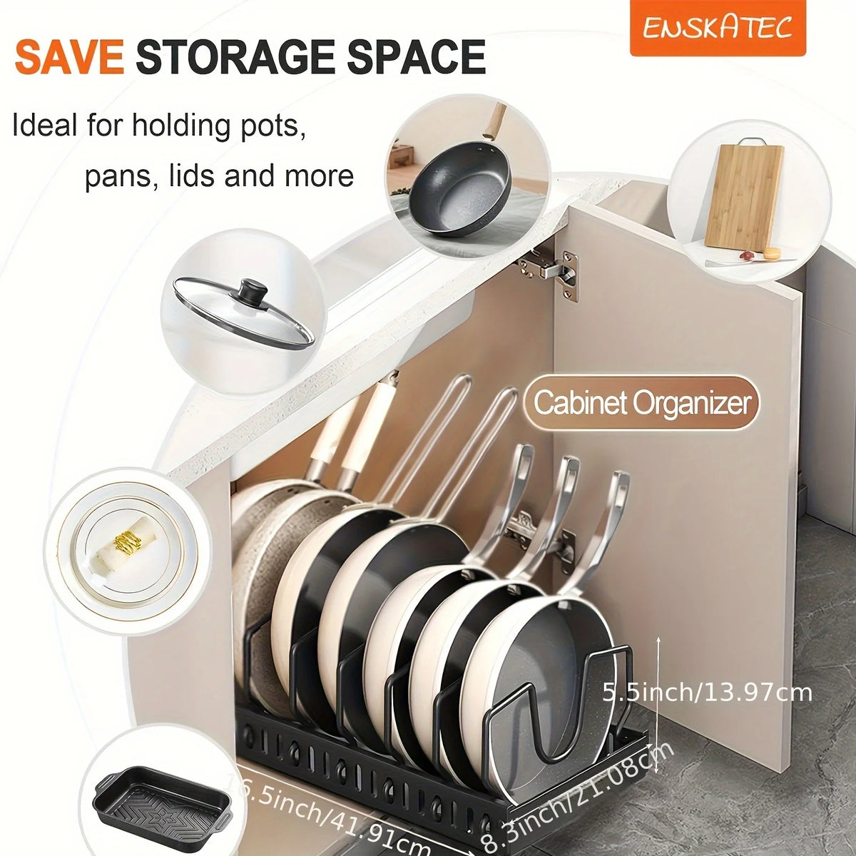 Pots Pans Organizer Under Cabinet Pull-Out Pots Pans