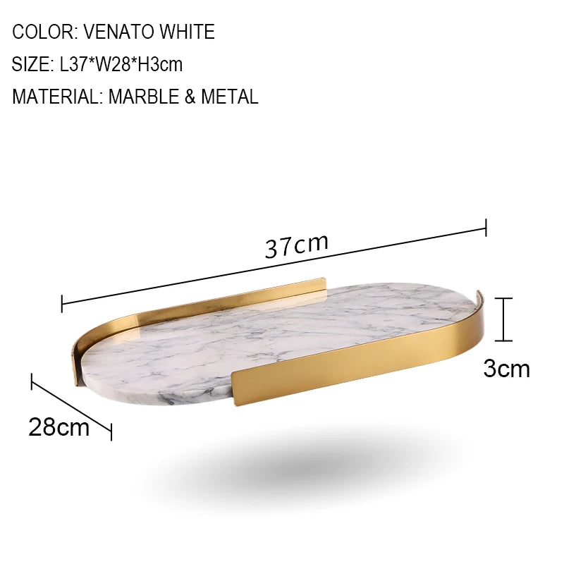 Scandinavian Decorative Natural Marble Tray Bathroom Luxury