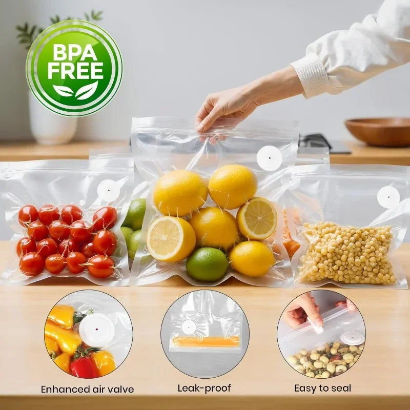 Upgraded Version Vacuum Food Storage Bag Zipper Bag