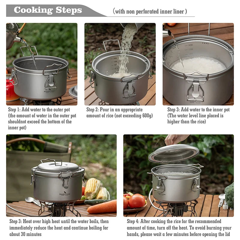 Boundless Voyage Titanium Camping Pot 2l Cooker Ultralight