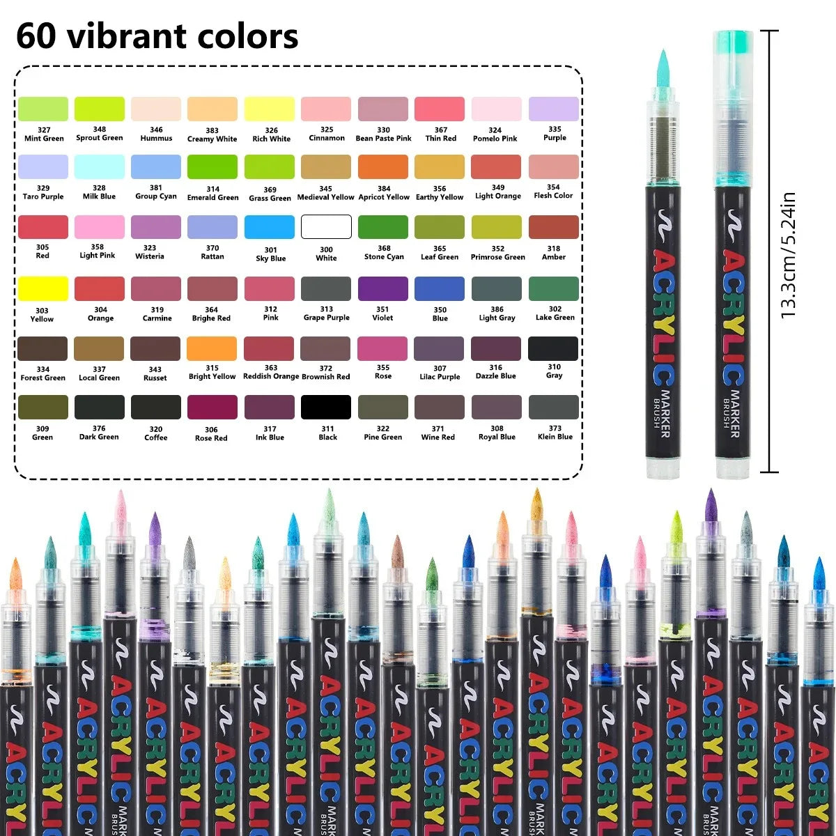 12-366 Colors Acrylic Marker Waterproof Acrylic Brush Marker