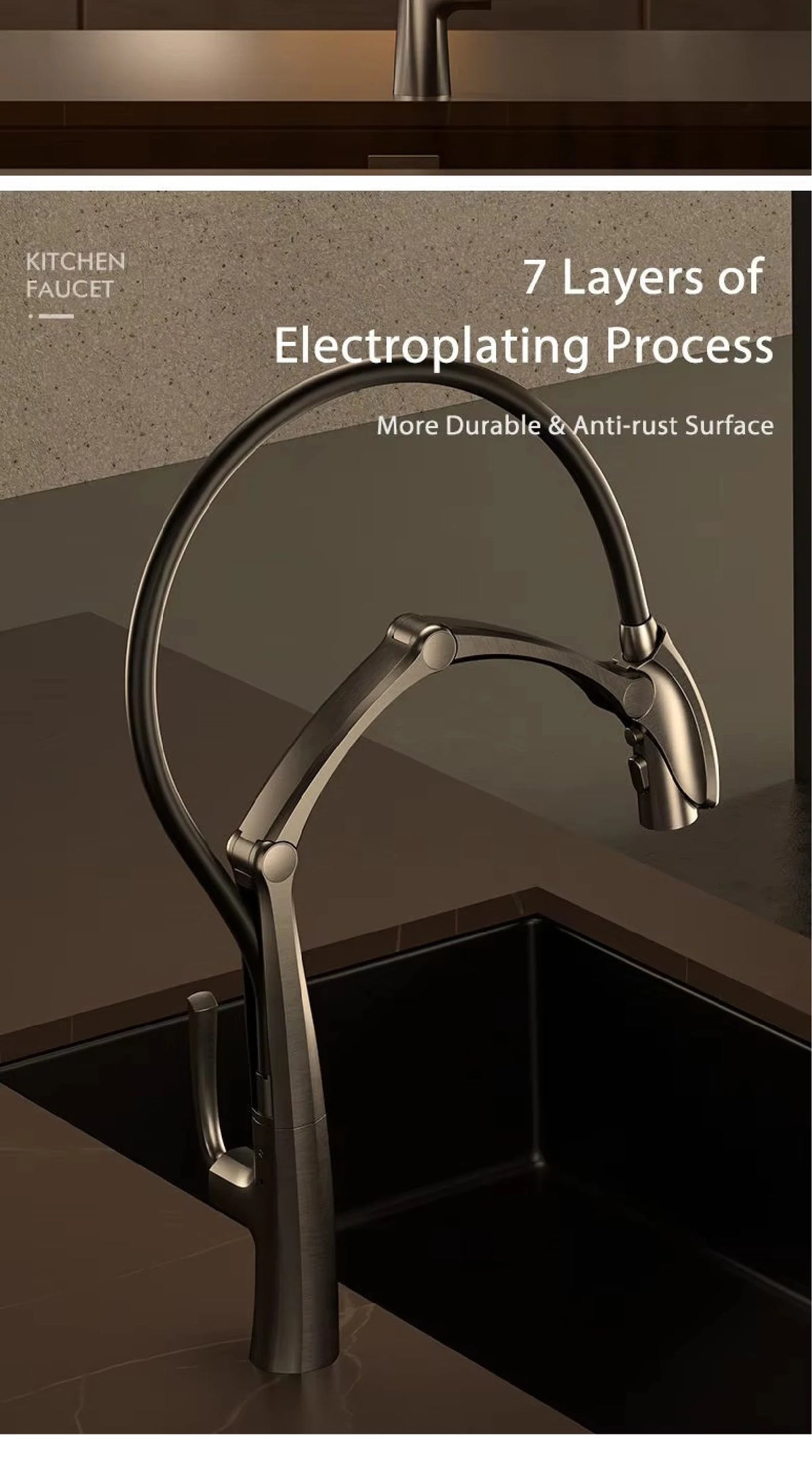 Aitana Gun Grey Luxury Brass Led Display Faucet