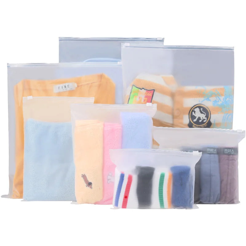 Customized Logo Clothing Packaging Bag Frosted Zipper Bag