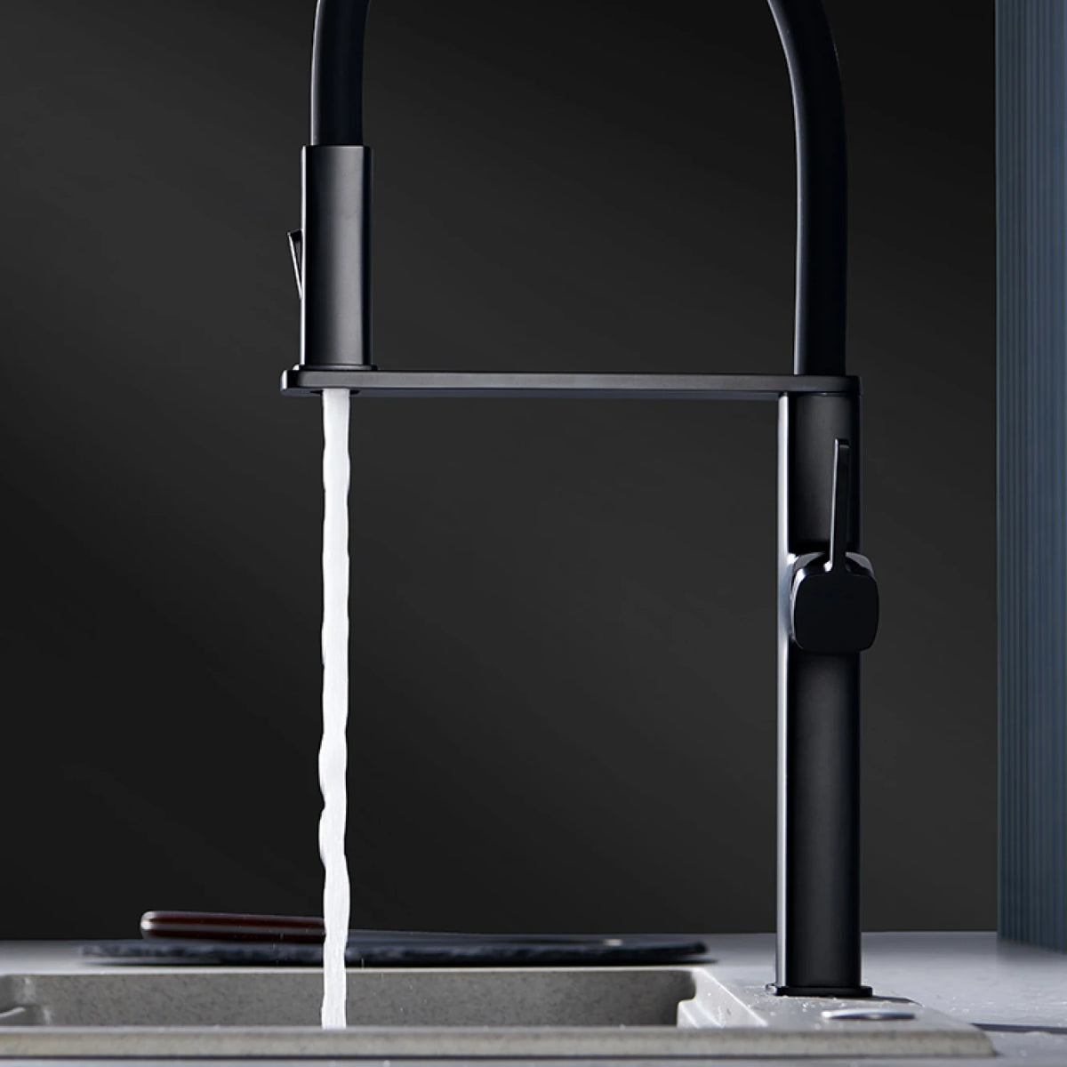 High End Black Brass Faucet Magnetic Suction Design