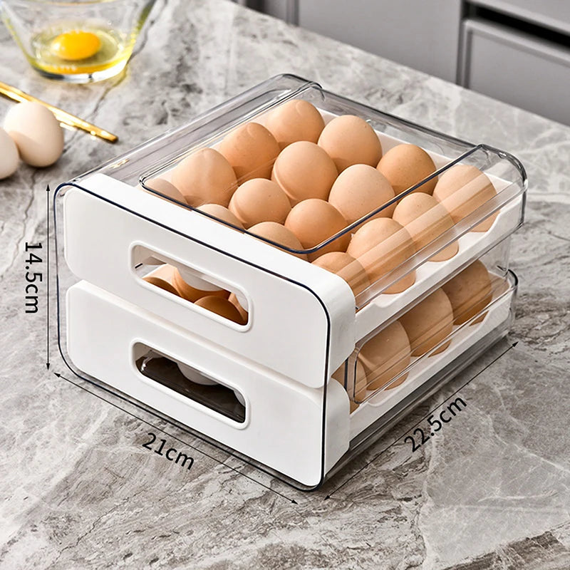 2-Layer Stackable Refrigerator Egg Organizer Clear Plastic Egg