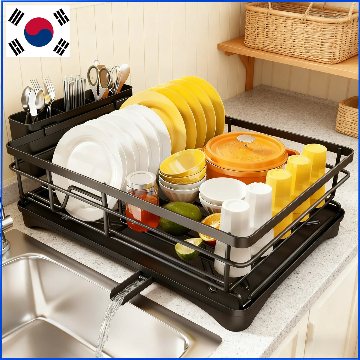 Spacious Dish Rack Drainboard - Rust-Resistant Countertop Drainer