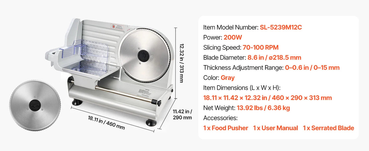 Succebuy 7-10 Inch Meat Slicer Electric Deli Slicer