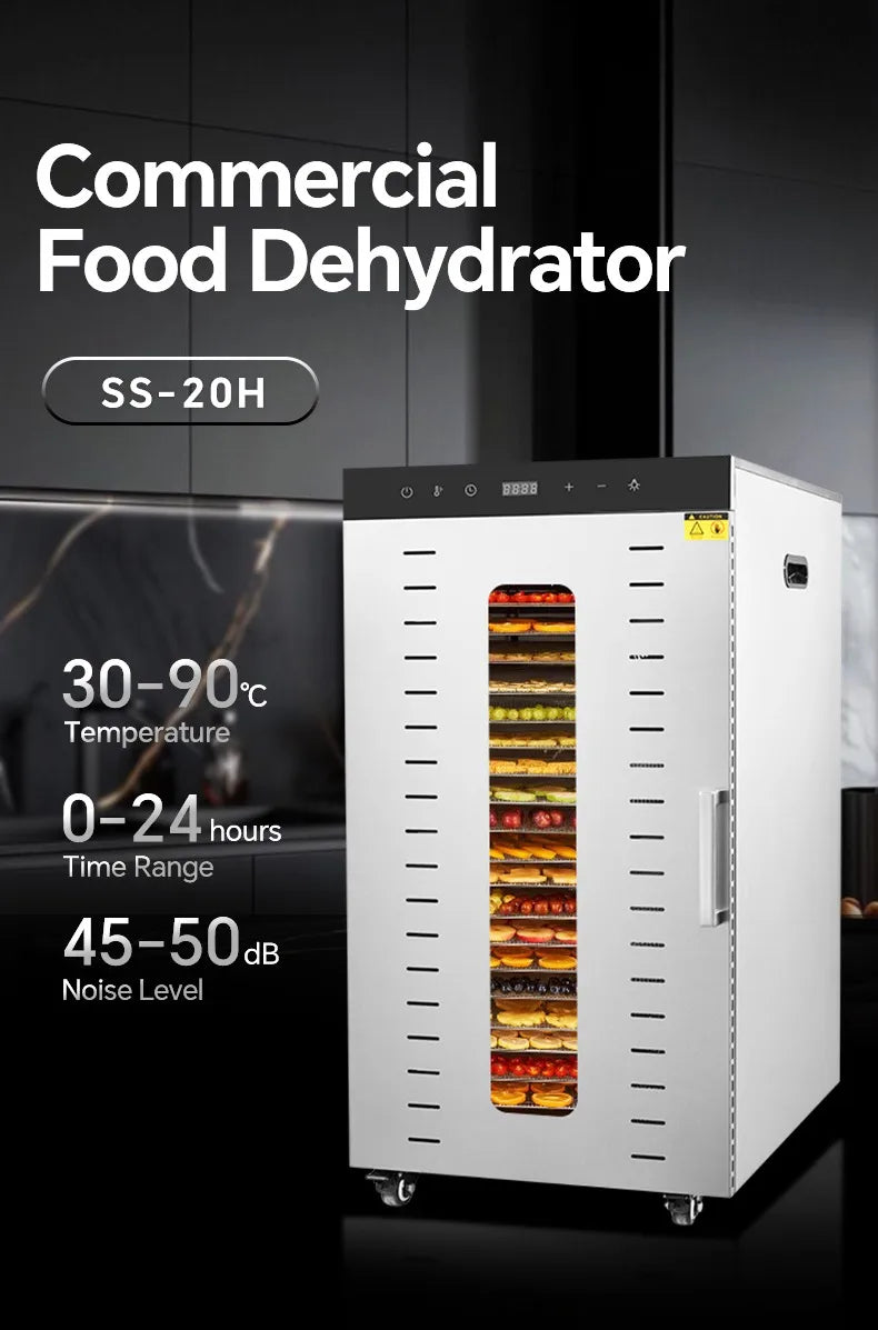 2000w Commercial Food Dehydrator 20 Trays Stainless Steel