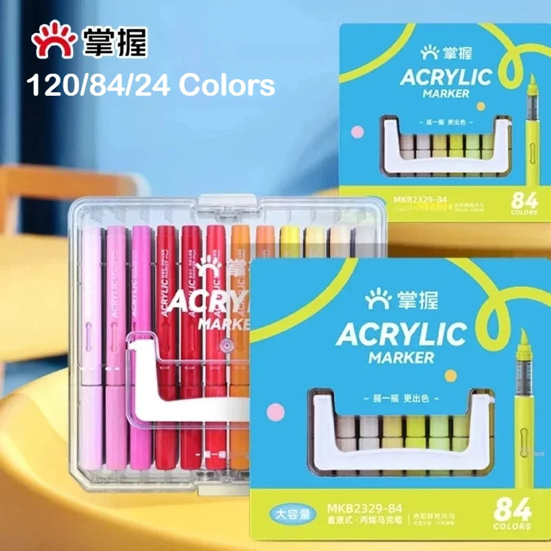 120/1 Colors Direct-Liquid Acrylic Brush Markers Pen Waterproof