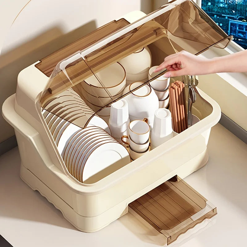 Dish Rack Lid - Space-Saving Dust-Proof Storage Cabinet