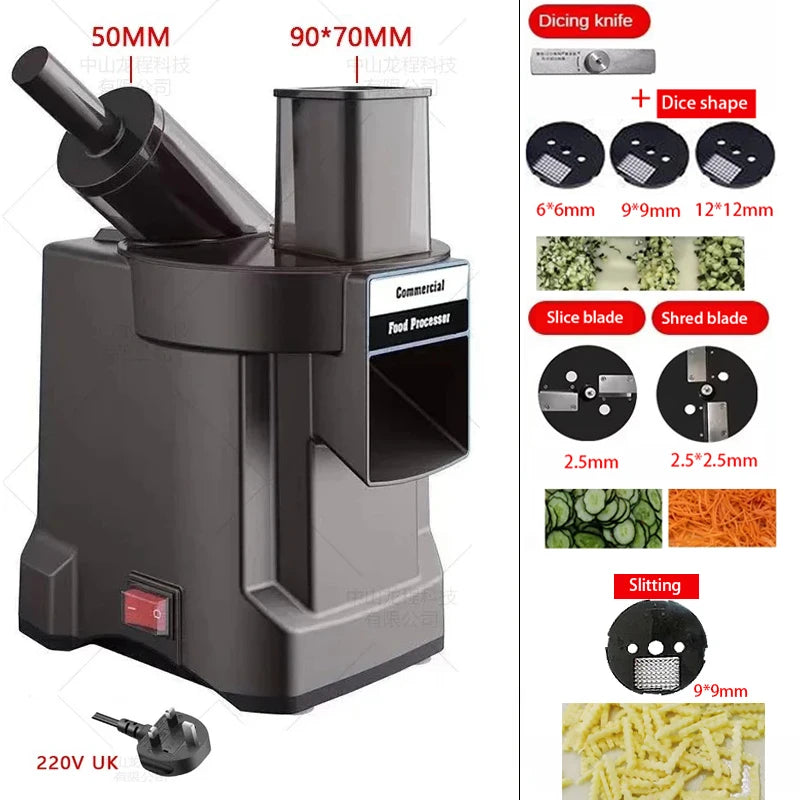 220v 3-In-1 Vegetable Cutter Dual Feeder Newly Upgraded