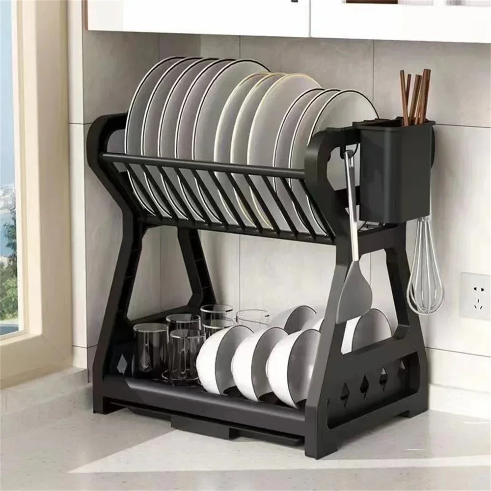Stainless Steel Tier Dish Drying Rack Organizer Bowl