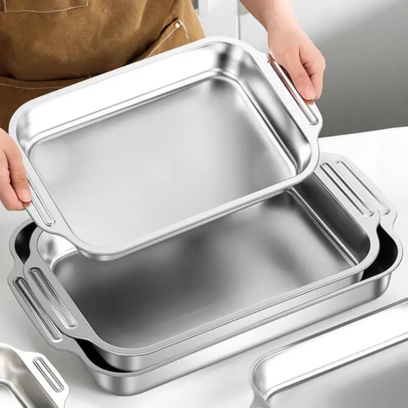 Stainless Steel Baking Pan Lids Deep Dish Fish/Pasta/Grilling