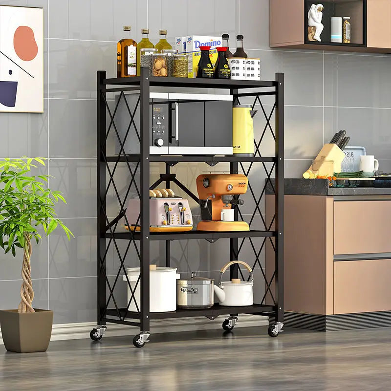 Foldable Large Iron Frame Storage Living Room Rack