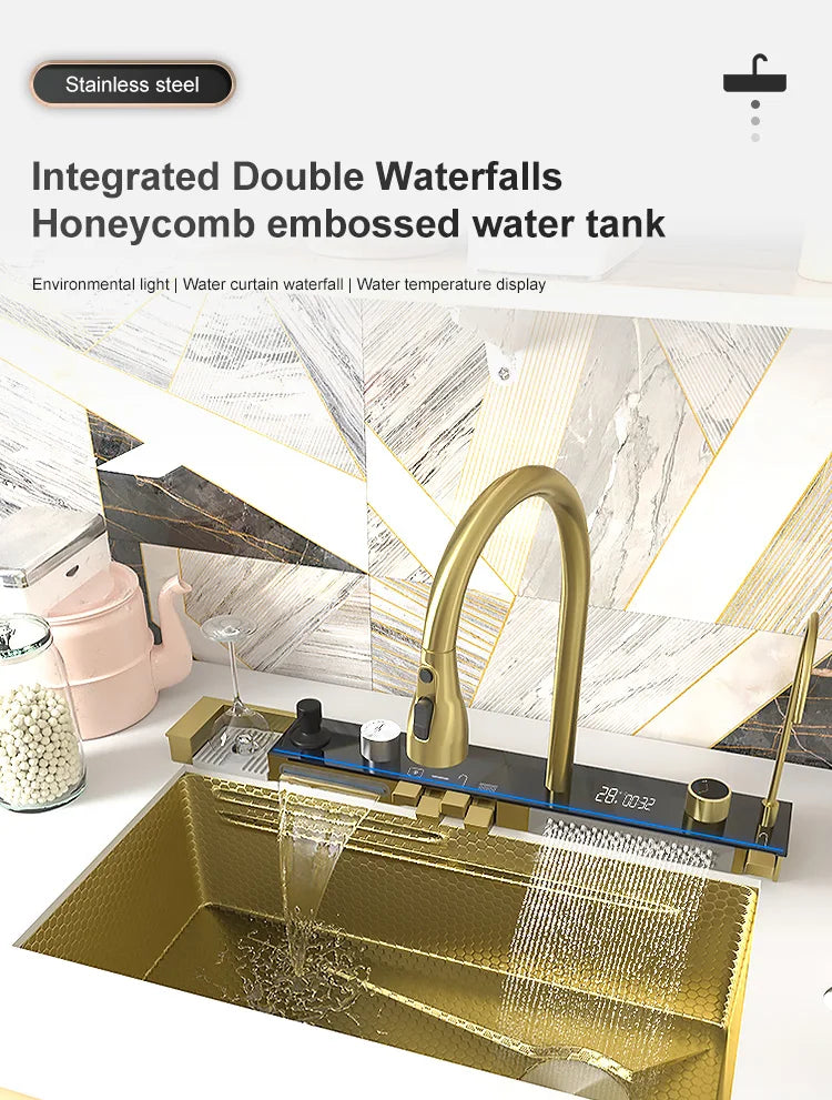 Various Waterfall Sink Stainless Steel Large Slot Digital