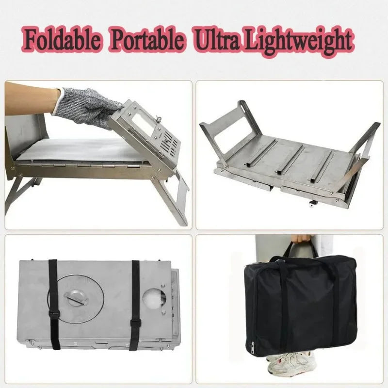 430 Stainless Steel Tent Stove Foldable Side Glass