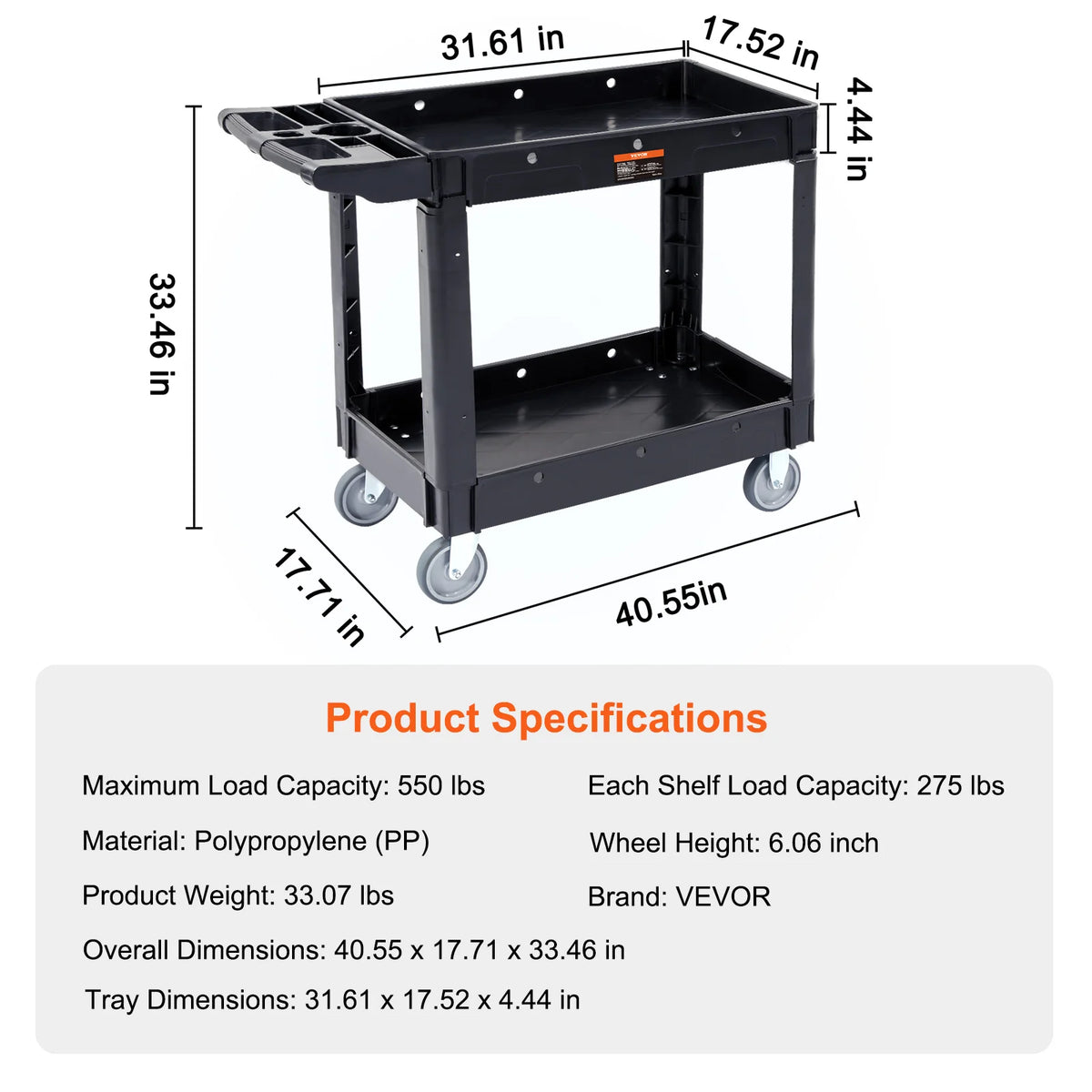 Succebuy 2/3 Shelf Utility Service Cart Dolly 360