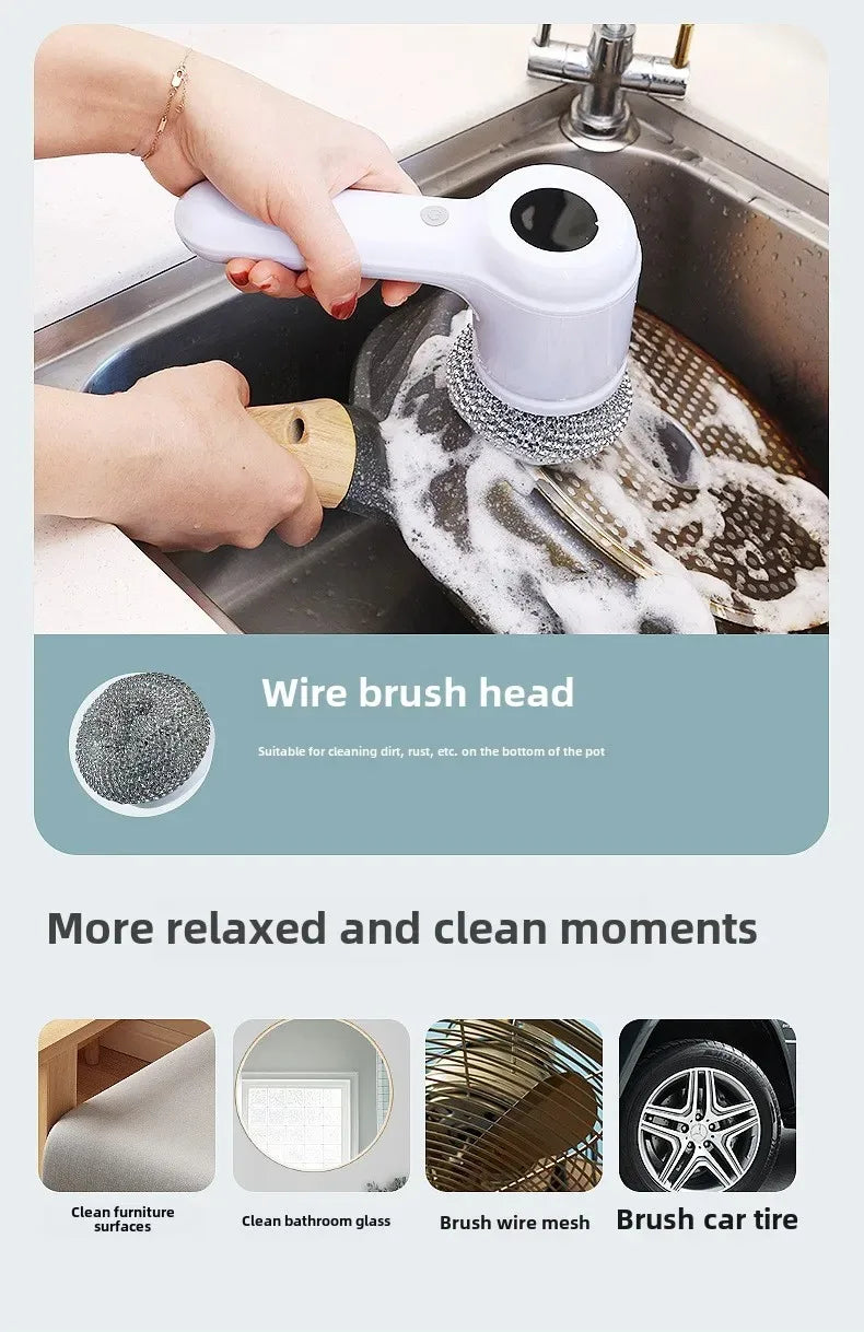 Electric Cleaning Brush Usb Rechargeable Scrubber Bathroom