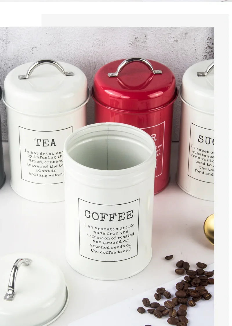 Canisters Coffee Tea Sugar Flour Metal Tin Jars