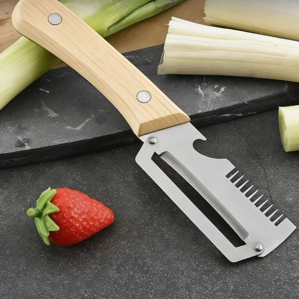 Must Haves Premium Vegetable Peeler Wooden Handle Functional