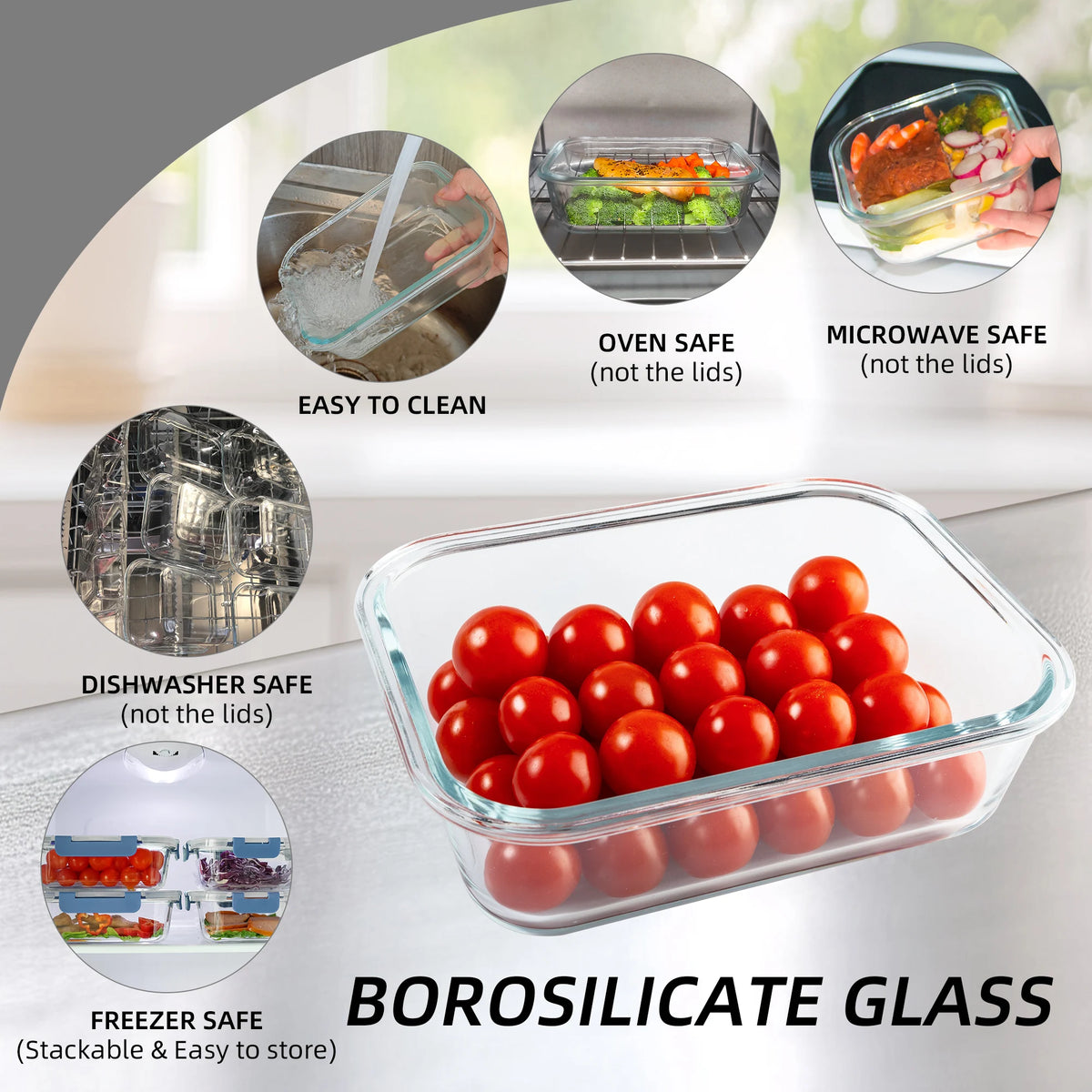 16-Piece Glass Food Storage Containers Leakproof Airtight