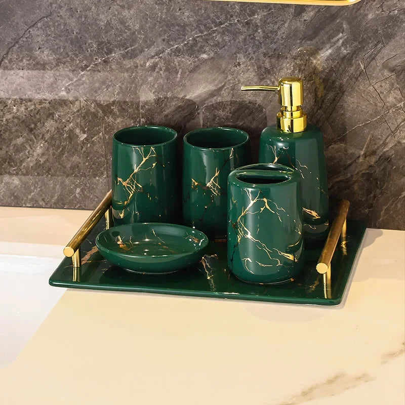 Creative Marble Texture Ceramic Toothbrush Cup Bathroom Soap