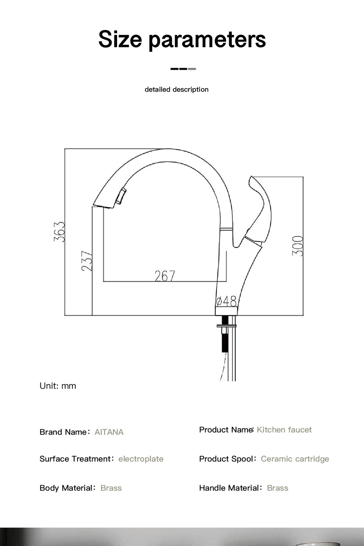 Aitana Simple Design Brass Black Faucet Modern Handle