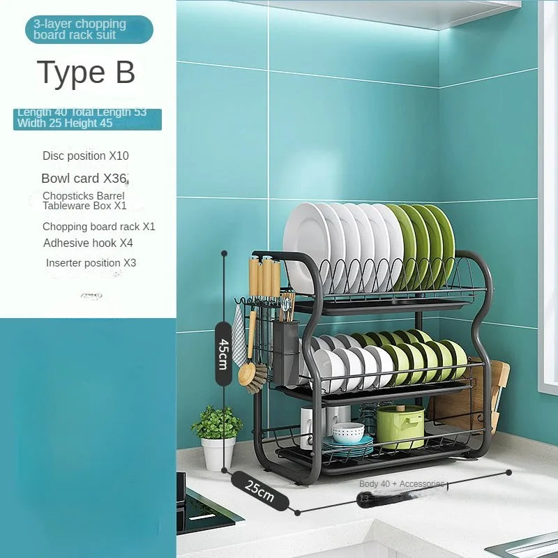 Dish Drying Rack Adjustable Stainless Steel Tier Plates