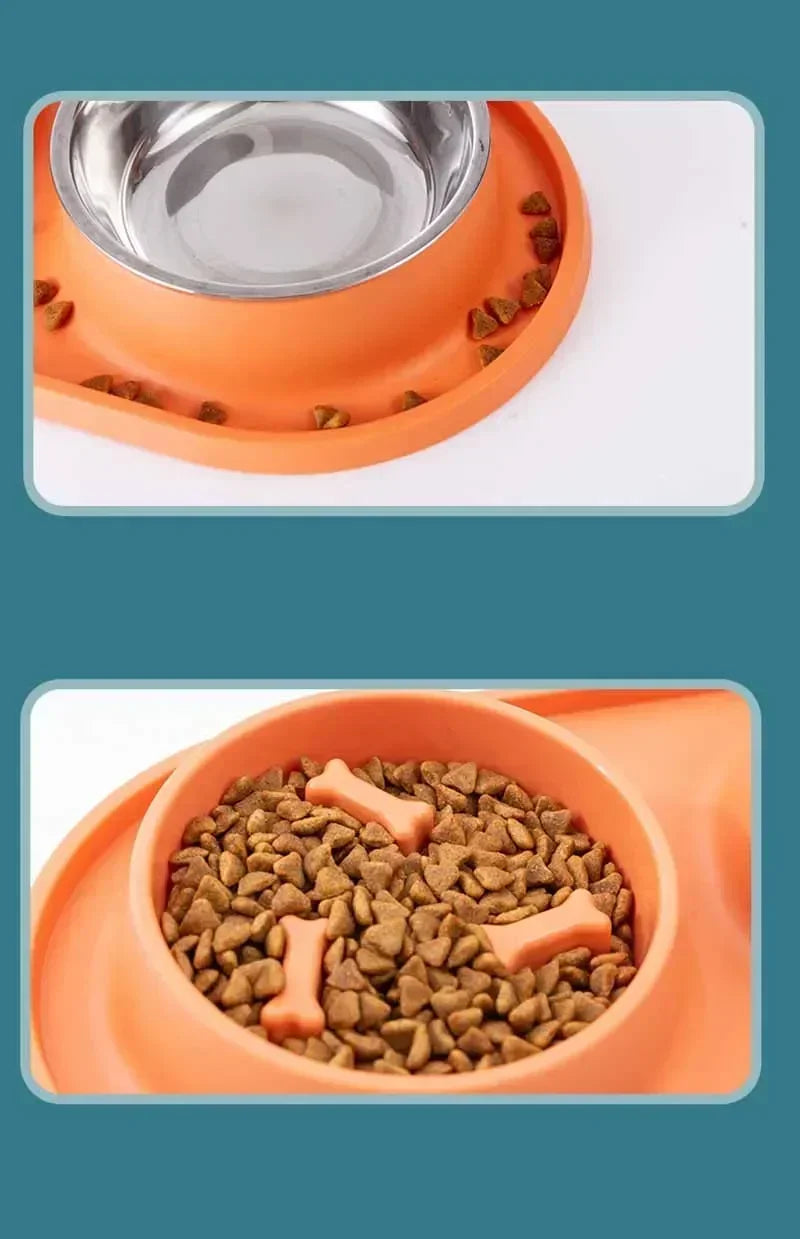 Dog Double Bowl Silicone Mat Cat Pet Food