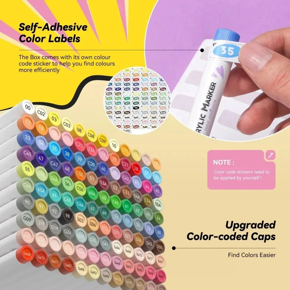 Arrtx Acrylic Markers 120 Colors Brush Tip Paint