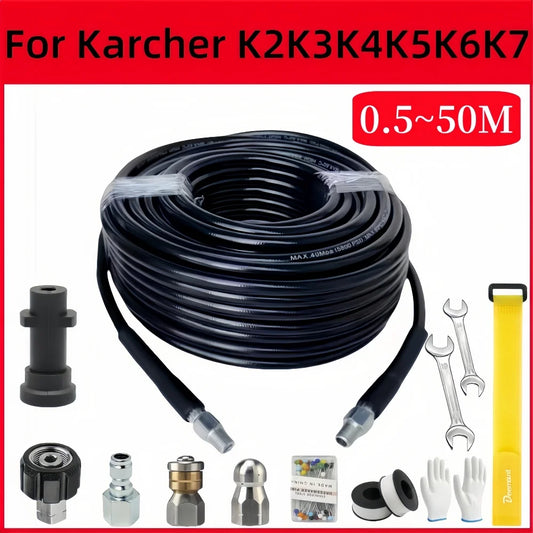 5m-50m Sewer Drainage Cleaning Hose Pipe Cleaning Kit