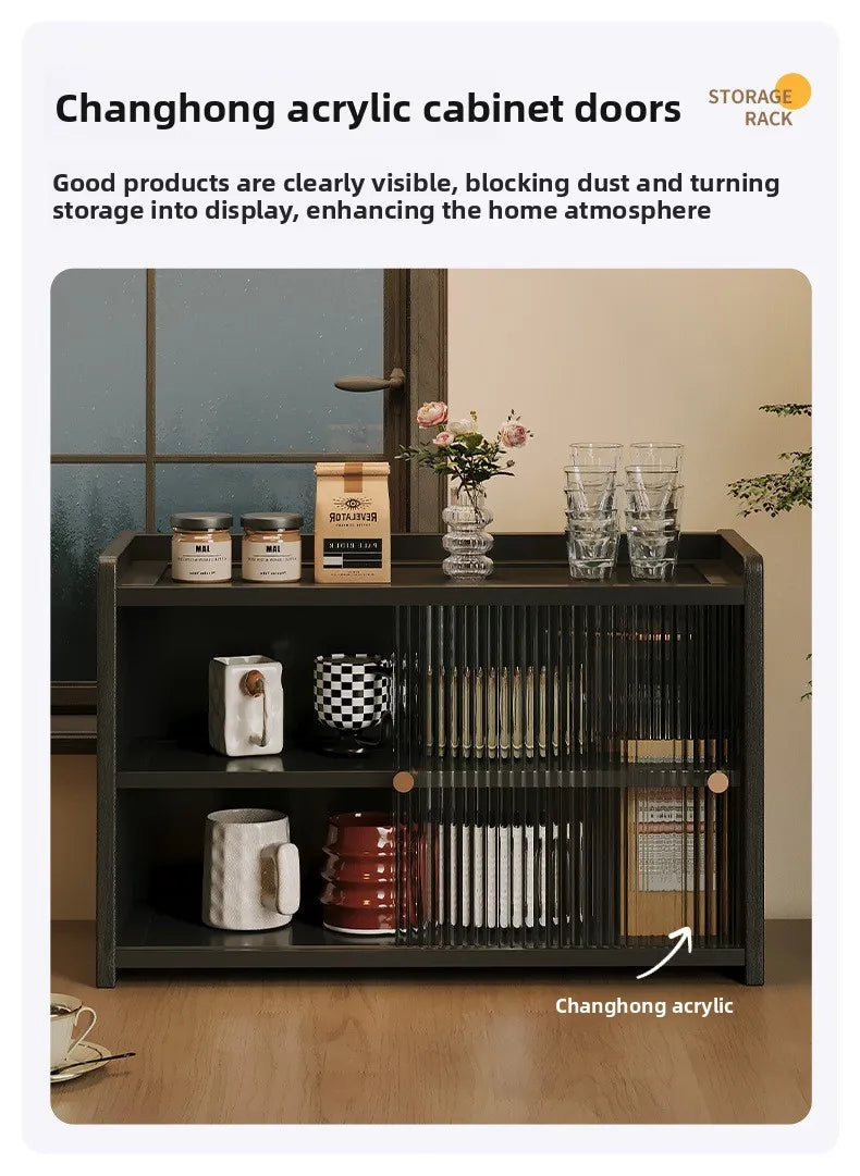 Desktop 2-Tier Countertop Storage Organizer Box Dustproof Fluted