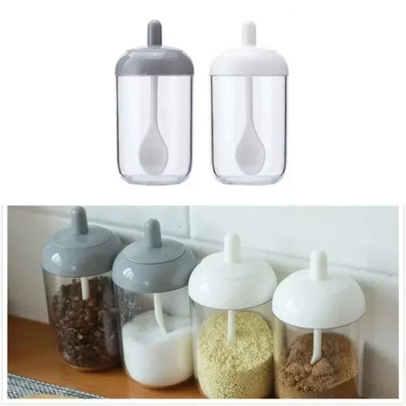 Round Spice Jar Lid Spoon Seasoning Bottle Condiment