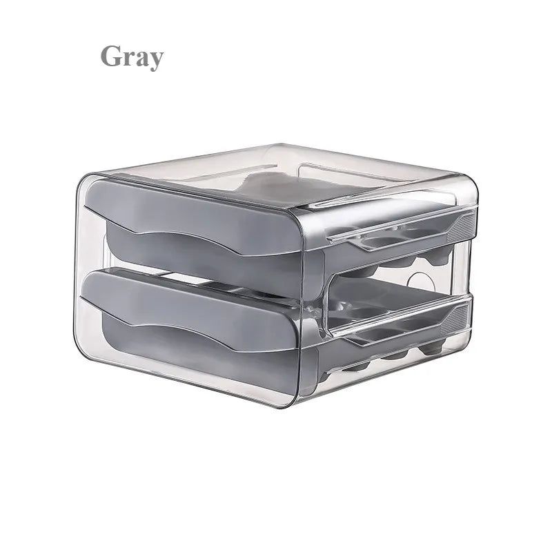 Double Layer Pull-Out Drawer Egg Holder Refrigerator Egg