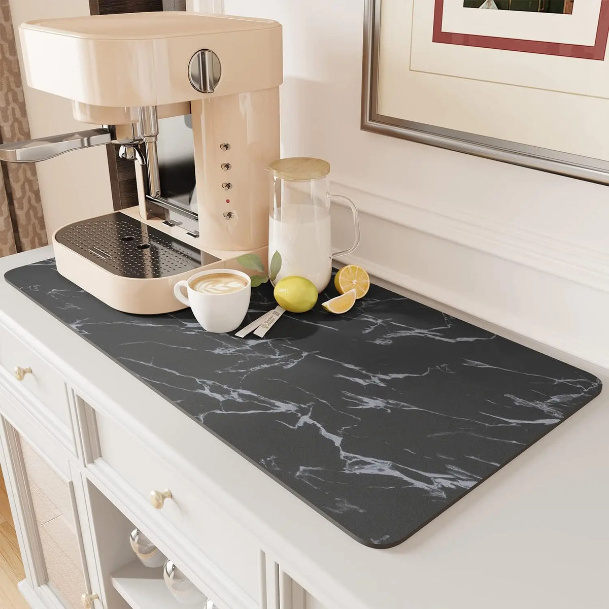 Absorbent Coffee Mat Rubber Backing Hides Stains Dish
