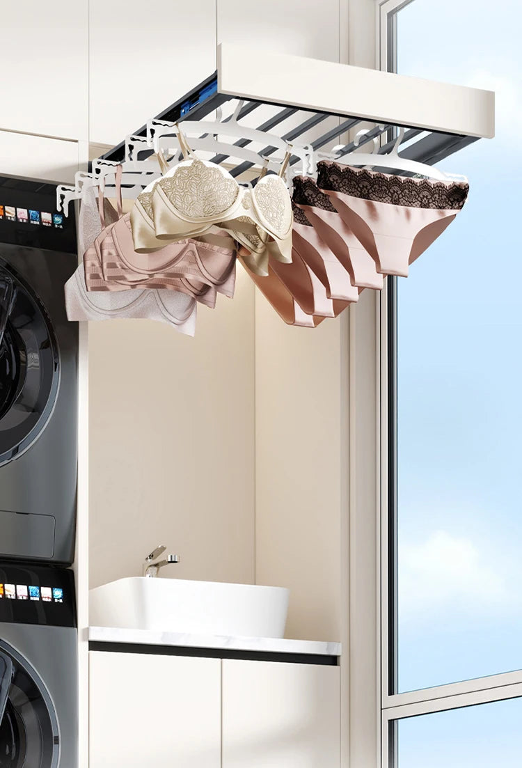 Retractable Pull-Out Clothes Drying Rack Adjustable Rebound