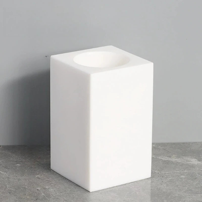 1pc White Natural Marble Bathroom Luxury Soap Dispenser